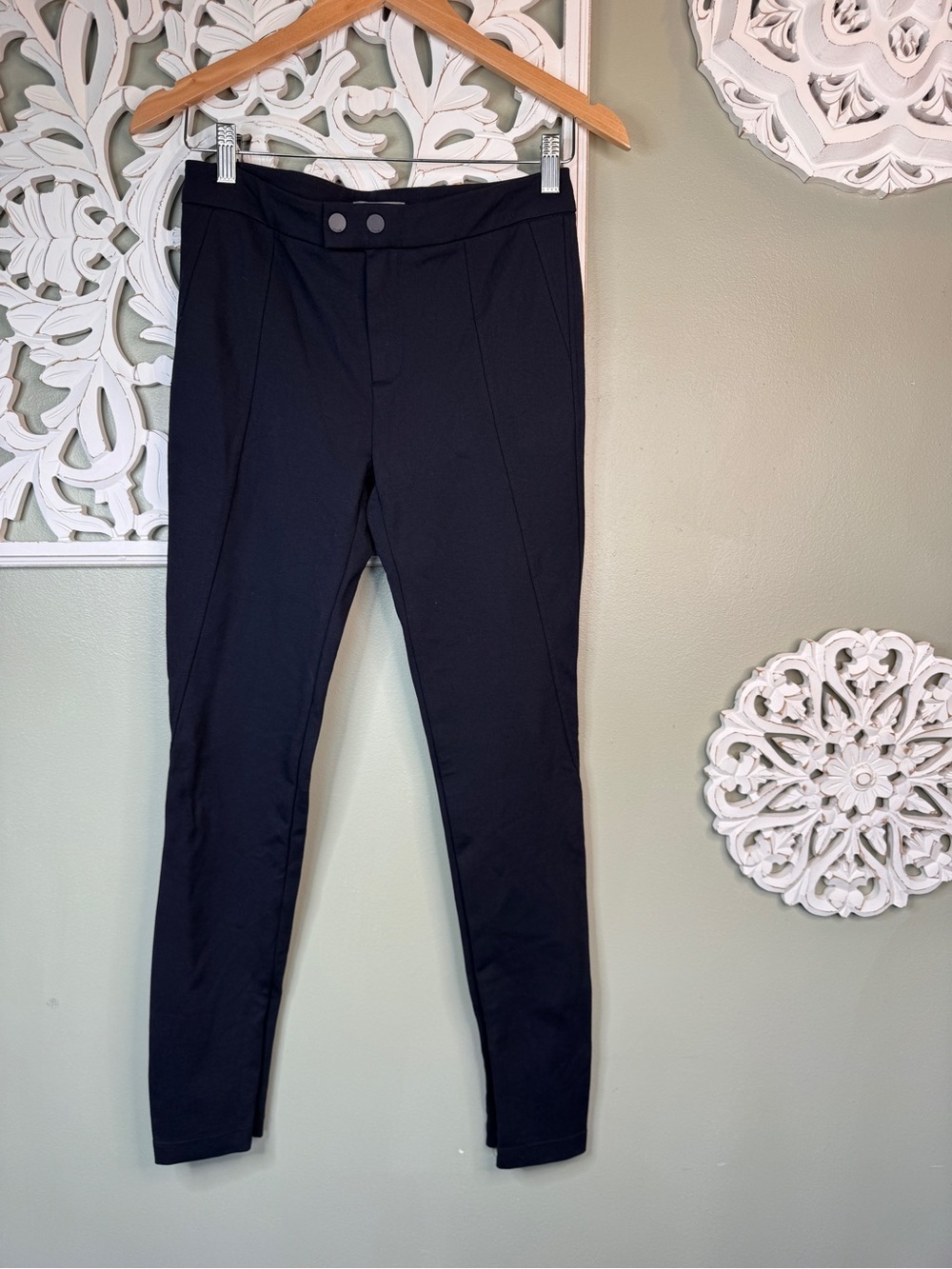 Vince. Women Pants Stretch Navy Viscose
 Slim Fit Pants Ankle Zip Size 6